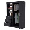 Levi 3-Drawer Armoire Black