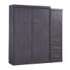 Full Size Murphy Bed with Wardrobe and Drawers;  Storage Bed;  can be Folded into a Cabinet