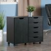 Halifax Wide Storage Cabinet; 5-Drawer; Black