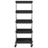 5-Tier Kitchen Trolley Black 16.5"x11.4"x50.4" Iron and ABS