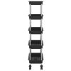 5-Tier Kitchen Trolley Black 16.5"x11.4"x50.4" Iron and ABS