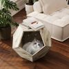 25.98'' Modern Pet Furniture Cat Litter Box, Sofa Side Table, Planter MDF Multifunctional Furniture, Colored Flower Oak