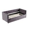 Sofa bed with drawers, modern velvet upholstered sofa bed with button tufted sofa bed frame with double drawers, bedroom living room furniture, Grey(8