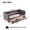 Sofa bed with drawers, modern velvet upholstered sofa bed with button tufted sofa bed frame with double drawers, bedroom living room furniture, Grey(8