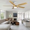 YUHAO 56 in.Farmhouse Integrated LED Faux Wood White Smart Ceiling Fan with Remote Control and DC Motor