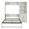 Full Size Half Self-Close and Open Murphy Bed with 1 Side Cabinet Storage Shelf, Cabinet Space-Saving Bed Perfect for Guest Room, Bed Room, Guest Room