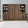 Full Size Half Self-Close and Open Murphy Bed with 2 Side Cabinet Storage Shelf, Cabinet Space-Saving Bed Perfect for Guest Room, Bed Room, Guest Room