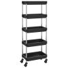 5-Tier Kitchen Trolley Black 16.5"x11.4"x50.4" Iron and ABS