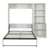 Full Size Half Self-Close and Open Murphy Bed with 1 Side Cabinet Storage Shelf, Cabinet Space-Saving Bed Perfect for Guest Room, Bed Room, Guest Room