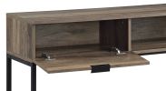 Rustic Oak and Black Writing Desk with Drawer and Shelf