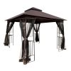 10x10 Outdoor Patio Gazebo Canopy Tent With Ventilated Double Roof And Mosquito net(Detachable Mesh Screen On All Sides),Suitable for Lawn, Garden, Ba