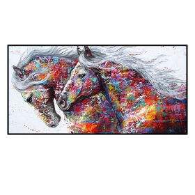 Two Running Horses Canvas Oil Painting Wall Art Pictures Modern Abstract Animal Prints and Posters for Living Room Decor No Frame (size: 100x150cm)