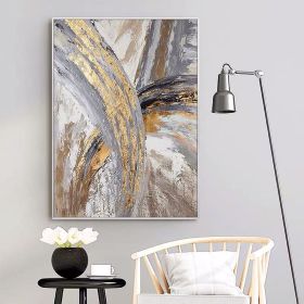 100% Hand Painted Abstract Oil Painting Wall Art Gold Foil Picture Modern On Canvas Minimalist Home Decor For Living Room No Frame (size: 90x120cm)