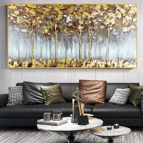 Hand Painted Oil Painting Abstract Forest oil Painting On Canvas Modern Gold Painting Custom Landscape Home Decor Large Textured Wall Art Living room (style: 1, size: 40x80cm)