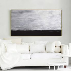 Hand painted Large Black And White Painting Black And White Wall Art Black and white Minimalist Painting Grey and white Abstract art Office Decoration (style: 1, size: 100x150cm)