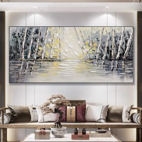 Hand Painted Oil Painting Forest Oil Painting on Canvas Living room Wall Decor Textured Wall Art Abstract Landscape Art Modern Nature Painting Custom (style: 1, size: 50x100cm)