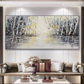 Hand Painted Oil Painting Forest Oil Painting on Canvas Living room Wall Decor Textured Wall Art Abstract Landscape Art Modern Nature Painting Custom (style: 1, size: 40x80cm)