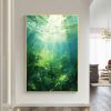 Hand Painted Oil Painting Abstract Water Scenery Oil Painting on Canvas Original Landscape Painting Living Room Home Decor Green Wall Art Custom Plant