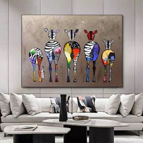 Hand Painted Oil Painting Abstract Colorful Zebra Living Room Hallway Bedroom Luxurious Decorative Painting (style: 1, size: 90x120cm)