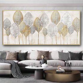 Handmade Oil Painting Abstract Gold Leaf Oil Painting On Canvas Original Modern Gold Foil Texture Acrylic Painting Living room Large Wall Art Home Dec (style: 1, size: 75x150cm)