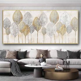 Handmade Oil Painting Abstract Gold Leaf Oil Painting On Canvas Original Modern Gold Foil Texture Acrylic Painting Living room Large Wall Art Home Dec (style: 1, size: 40x80cm)