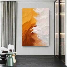 Handmade Oil Painting Abstract Oil Painting on Canvas Warm Tones Colors Thick Textures Capturing the Essence of a Sandy Beach and White Waves Original (style: 1, size: 90x120cm)