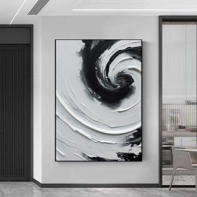 Hand Painted Oil Painting Black White Wall Art Original Black White Minimalist Painting Large Black And White Painting Abstract Art Office Decor home (style: 1, size: 60x90cm)