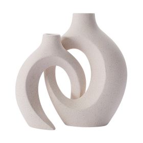 2Pcs Nordic Ceramic Vase Snuggle Set White Matte Creative Vase INS Flower Pot Living Room Home Offical Desktop Decor Accessories (Ships From: China, Color: Snuggle Set)