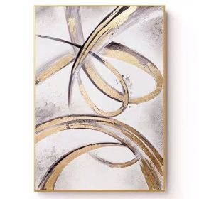 100% Hand Painted Abstract Oil Painting Wall Art Modern Gold Foil Abstract Picture On Canvas Home Decoration For Living Room No Frame (size: 70x140cm)