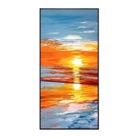 Hand Painted Romantic Sunset Landscape Canvas painting seascape beach Oil Painting Natural scenery Sea picture For Home Modern Decor No Frame (size: 90x120cm)