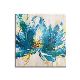 100%Hand Painted Abstract Art Blue Flower Oil Painting On Canvas Art Wall Painting For Living Room wall pictures Home Decoration (size: 120x120cm)