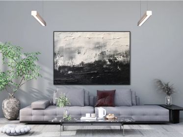 Black and White 100% Handmade Contrasting Color Textured Painting Acrylic Abstract Oil Painting Wall Decor Living Room Office Wall Art (style: 1, size: 60x90cm)