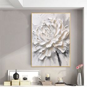 Handmade Oil Painting Large Textured White Flower Painting Floral Landscape Wall Art Flower Acrylic Painting Palette Knife Painting Living Room Home D (style: 1, size: 80x120cm)