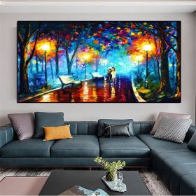 Hand Painted Night Thick Modern Canvas Oil Paintings Wall Art Abstract Landscape Pictures For Living Room Home Decoration (size: 100x150cm)