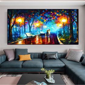 Hand Painted Night Thick Modern Canvas Oil Paintings Wall Art Abstract Landscape Pictures For Living Room Home Decoration (size: 70x140cm)