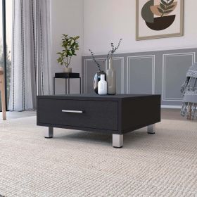 Myers Coffee Table; Four Legs; One Drawer (Color: Black)