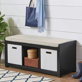 3 Cube Storage Bench; Black; Espresso; Rustic Gray; Weathered; White (Color: Black)