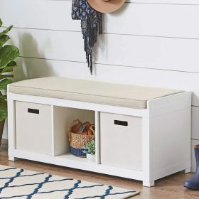 3 Cube Storage Bench; Black; Espresso; Rustic Gray; Weathered; White (Color: White)