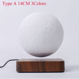 T30 Levitating Moon Lamp Night Light Floating 3D Printing LED Moon Lamp with Wooden Base and Magnetic with 3 Colors (Emitting Color: Type A 3 Colors)