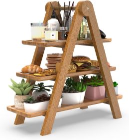 US 3 Tiered Tray Stand - Acacia Wood 3 Tier Serving Tray, Cupcake, Cake, Dessert, Charcuterie Boards & Food Display Stand (Color: dark khaki)