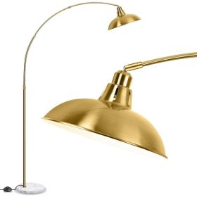 Arc Floor Lamp for Living Room, Marble Base Standing Lamp - Black Gold Floor Lamps with 360° Rotatable Arm, Industrial Tall Lamp (Lampshade Color: Gold)