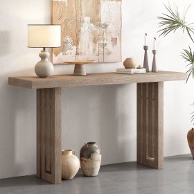 U_STYLE Uniquely Designed Oak Veneer Console Table with Distinctive Side Shapes, Suitable for Entryway, Hallway, Living Room, Foyer, Corridor (Color: as Pic)