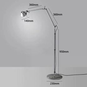 Nordic Modern Designer Long Arm LED Floor Lamp Office Study Adjustable Wall Table Light Reading Simplicity Home Decoration Art (Body Color: Tricolor dimming, Lampshade Color: Floor Lamp 2)