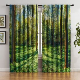 Metallic Tree Blackout Curtains Bedroom Length Living-Room Branch Print Curtain Panels Triple Weave Thermal Insulated Drapes (Color: Forest, size: 50 W x 84 L 2pcs)