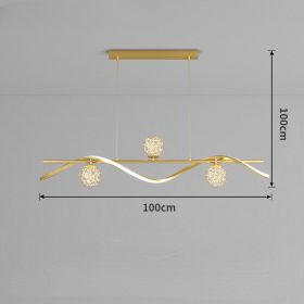 Modern LED Chandelier for Living Room Dining Room Glass Ball Kitchen Lamp Home Decor Lighting Novelty Nordic LED Hanging Lights (Emitting Color: Warm Light, Lampshade Color: B-100cm Golden)