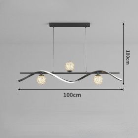 Modern LED Chandelier for Living Room Dining Room Glass Ball Kitchen Lamp Home Decor Lighting Novelty Nordic LED Hanging Lights (Emitting Color: Warm Light, Lampshade Color: B-100cm Black)