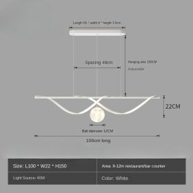 Modern LED Chandelier for Living Room Dining Room Glass Ball Kitchen Lamp Home Decor Lighting Novelty Nordic LED Hanging Lights (Emitting Color: Cold Light, Lampshade Color: C-100cm white)