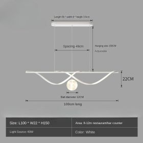 Modern LED Chandelier for Living Room Dining Room Glass Ball Kitchen Lamp Home Decor Lighting Novelty Nordic LED Hanging Lights (Emitting Color: 3 Colors, Lampshade Color: C-100cm white)