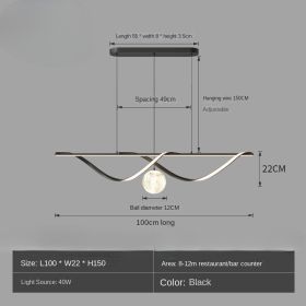 Modern LED Chandelier for Living Room Dining Room Glass Ball Kitchen Lamp Home Decor Lighting Novelty Nordic LED Hanging Lights (Emitting Color: 3 Colors, Lampshade Color: C-100cm Black)