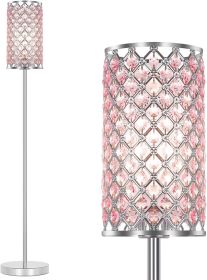 Modern Standing Lamp with Elegant Shade, LED Floor Lamp with On/Off Foot Switch Silver Finish Tall Pole Lamp Accent Lights (Lampshade Color: Pink)